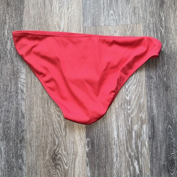 Madewell Red Pink Ribbed Bikini Bottoms Classic Swim Suit XL - Picture 6 of 7